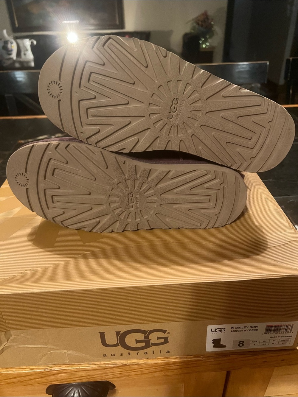 UGG Short Shearling Boots in Plum Suede - Picture 3 of 4